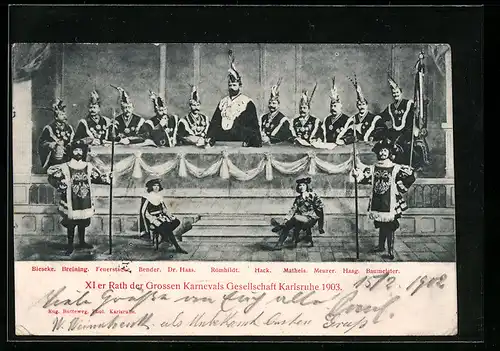 AK Karlsruhe, XIer-Rat der Grossen Karnevals Gesellschaft 1903