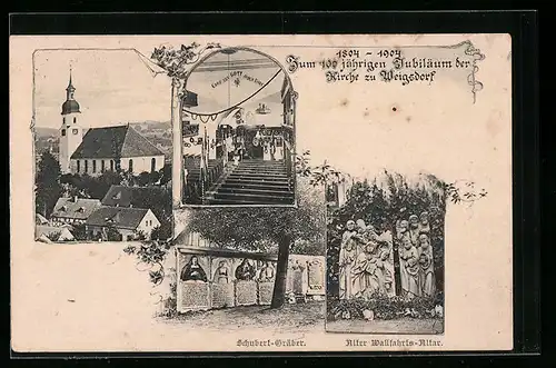 AK Weigsdorf, Festpostkarte zum 100 jährigen Jubiläum der Kirche 1904