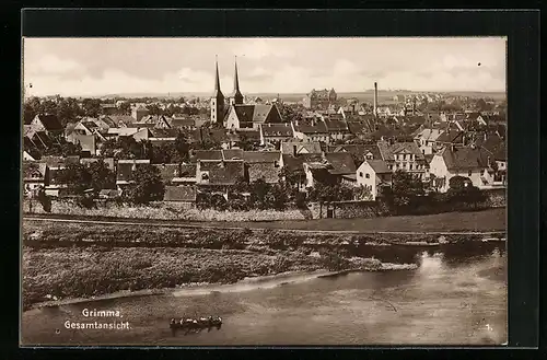 AK Grimma, Gesamtansicht aus der Vogelschau
