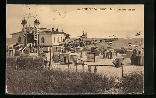 AK Zinnowitz, Ostseebad, Landungsbrücke