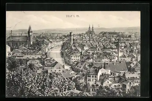 AK Hof i. B., Teilansicht mit Kirche