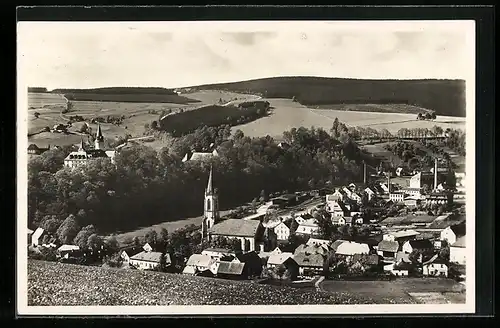 AK Neuhausen /Erzgeb., Teilansicht mit Schloss Purschenstein