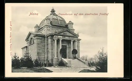 AK Mainz, Krematorium auf dem städt. Friedhof