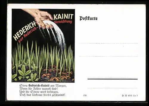 AK Reklame für Hederich-Kainit zur Hederich-Vernichtung