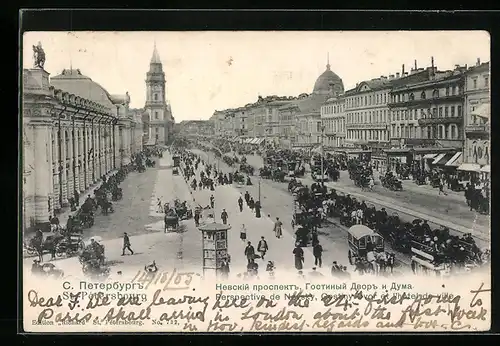 AK St. Pétersbourg, Perspective de Newsky, Gostiny dvor et l`hotel de ville