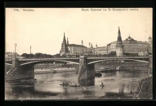 AK Moscou, Moskwa-Brücke mit Kreml