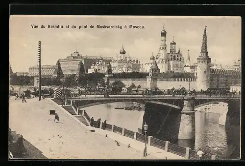 AK Moscou, Vue du Kremlin et du pont de Moskvoretzky à Moscou