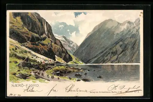 Lithographie Naerö-Fjord, Panorama