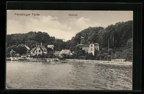 AK Kollund, Uferpartie mit Hotel an der Flensburger Förde