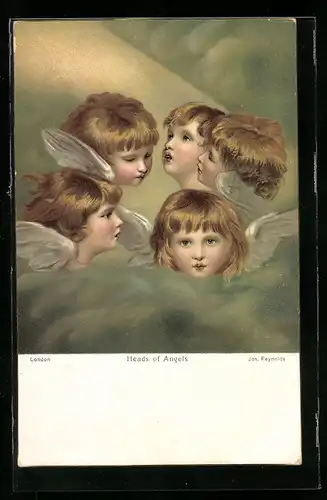 Künstler-AK Heads of Angels, Engelsköpfe