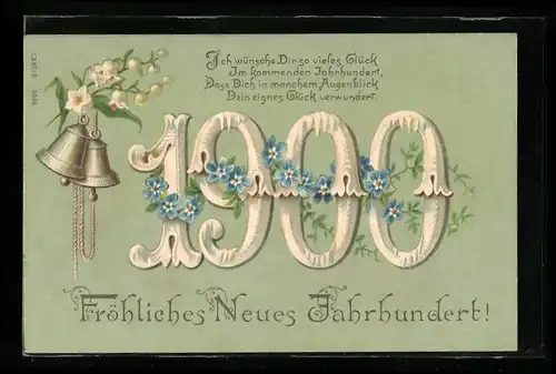Lithographie Fröhliches Neues Jahrhundert, Jahreszahl 1900
