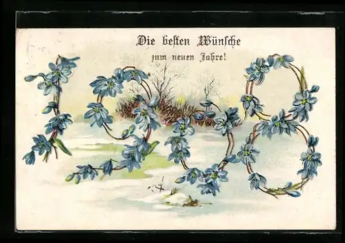 AK Jahreszahl 1908 aus Blüten