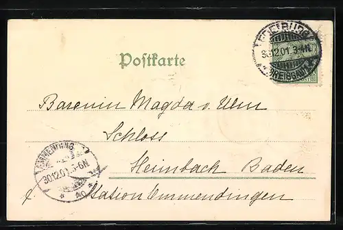 Präge-AK Jahreszahl 1902 mit Kleeblatt