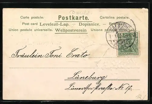 AK Jahreszahl 1902 mit Kleeblatt und Vergissmeinnicht