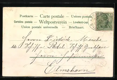 AK Jahreszahl 1902 mit Kleeblättern, Prosit Neujahr