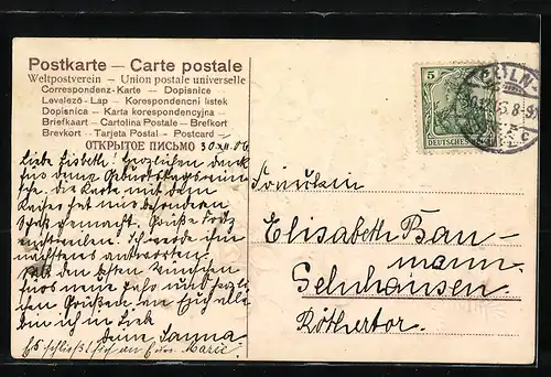 AK Jahreszahl 1907 aus Blumen, Tannenzweige