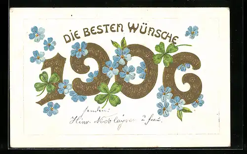 AK Jahreszahl 1906 mit Vergissmeinnicht