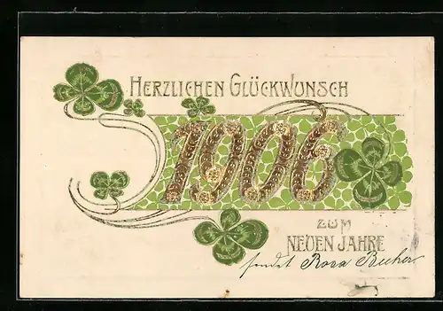 AK Jahreszahl 1906 mit Kleeblättern