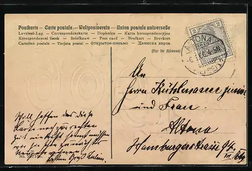Präge-AK Jahreszahl 1906 mit Blumendekoration