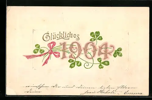 AK Jahreszahl 1904 mit Kleeblättern