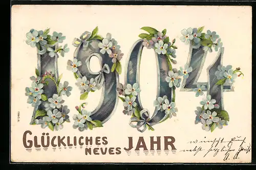 AK Jahreszahl 1904 mit Vergissmeinnicht