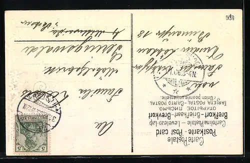 AK Jahreszahl 1906 in goldener Schrift mit Blüten