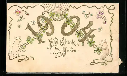 AK Kleeblätter mit Jahreszahl 1904