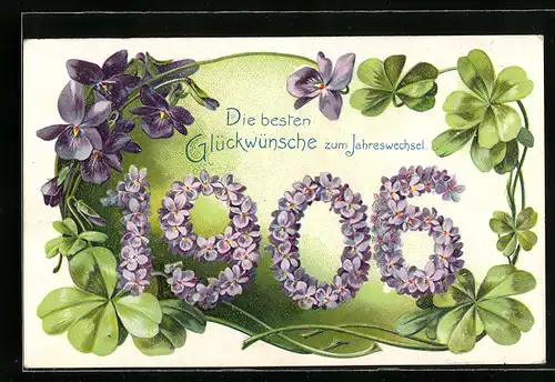 AK Jahreszahl 1906 aus Veilchenblüten
