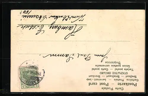 Präge-AK Jahreszahl 1905 in Blumenschrift mit Kleeblättern und Neujahrsgruss