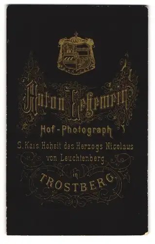 Fotografie Anton Lehemeir, Trostberg, heraldisches Wappen über der Anschrift des Ateliers