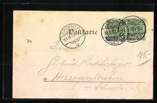 Lithographie Karlsruhe, Cafe Bauer, Innenansichten Billardzimmer und Gastraum