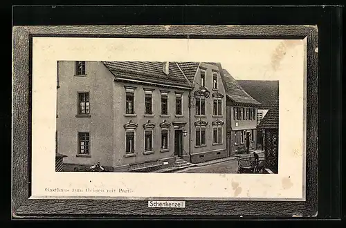 Präge-AK Schenkenzell, Gasthaus zum Ochsen mit Partie, Passepartout