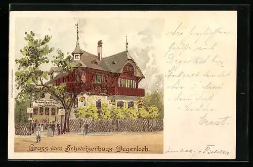 Lithographie Degerloch, Partie am Schweizerhaus