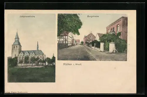 AK Rüthen i. Westf., Burgstrasse und Johanneskirche