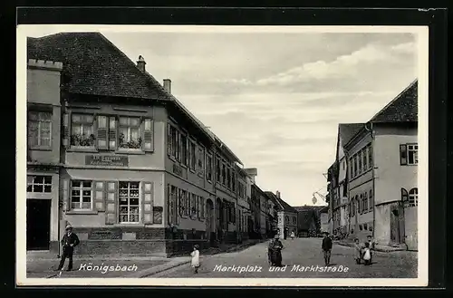 AK Königsbach, Marktplatz und Marktstrasse