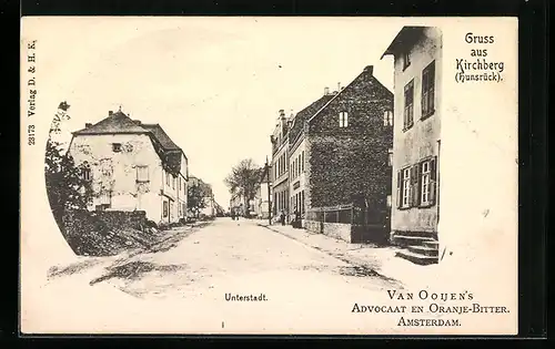 AK Kirchberg / Hunsrück, Blick in die Unterstadt-Strasse