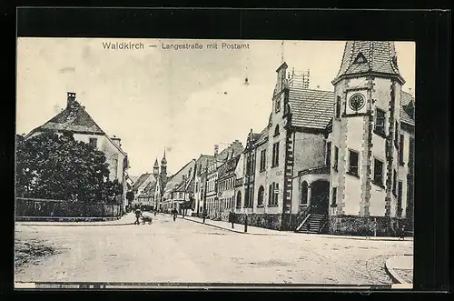 AK Waldkirch, Langestrasse mit Postamt