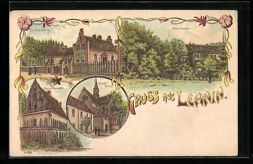 Lithographie Lehnin, Kaiserkapelle, Krankenhaus, Oberforsterei