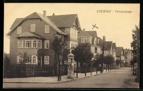 AK Oberhof, Blick in die Prinzenstrasse mit Litfasssäule