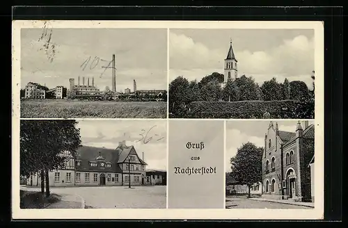 AK Nachterstedt, Kohlekraftwerk, Kirche, alte Häuser