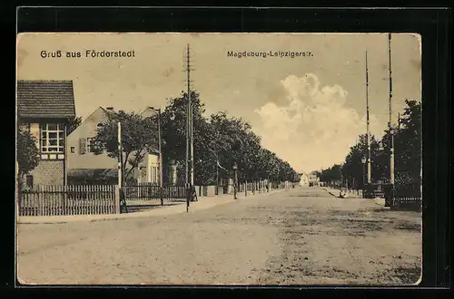 AK Förderstedt, Blick in die Magdeburg-Leipzigerstrasse
