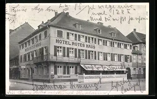 AK Karlsruhe, Hotel Rotes Haus von Wilhelm Reichert