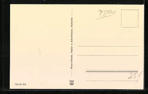 AK Karlsruhe i. B., Leopoldschule an der Leopoldstrasse mit Denkmal