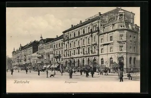 AK Karlsruhe, Kriegstrasse mit Victoria-Hotel