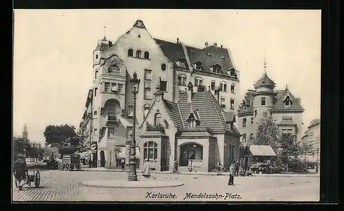 AK Karlsruhe, Strasse am Mendelssohn-Platz