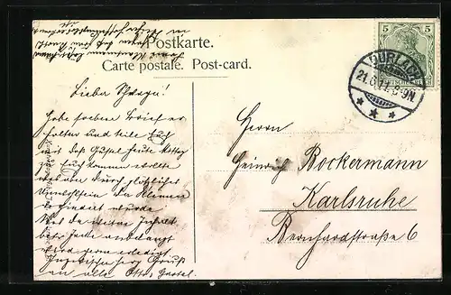 AK Durlach, Grötinger Strasse mit Turmberg