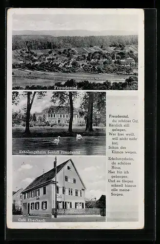 AK Freudental, Café Eberhardt, Erholungsheim Schloss Freudental