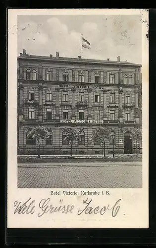 AK Karlsruhe i. B., Blick zum Hotel Victoria