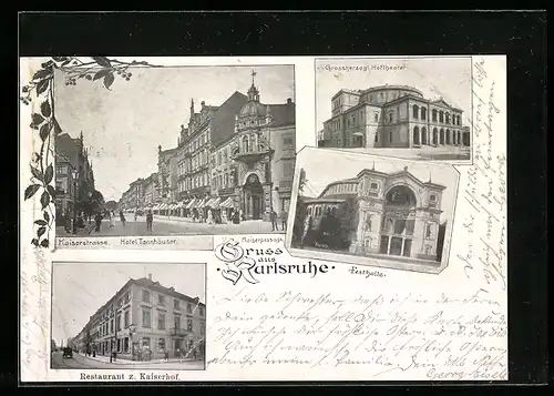 AK Karlsruhe, Restaurant z. Kaiserhof, Kaiserstrasse, Kaiserpassage