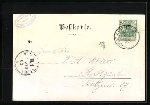 Lithographie Einkorn, Gasthaus zum Einkorn, König-Karl-Thurm